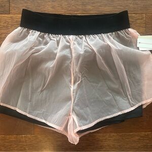 Sooo fun! Women's Sheer Pink Overlay Black Shorts. NWT. Small.